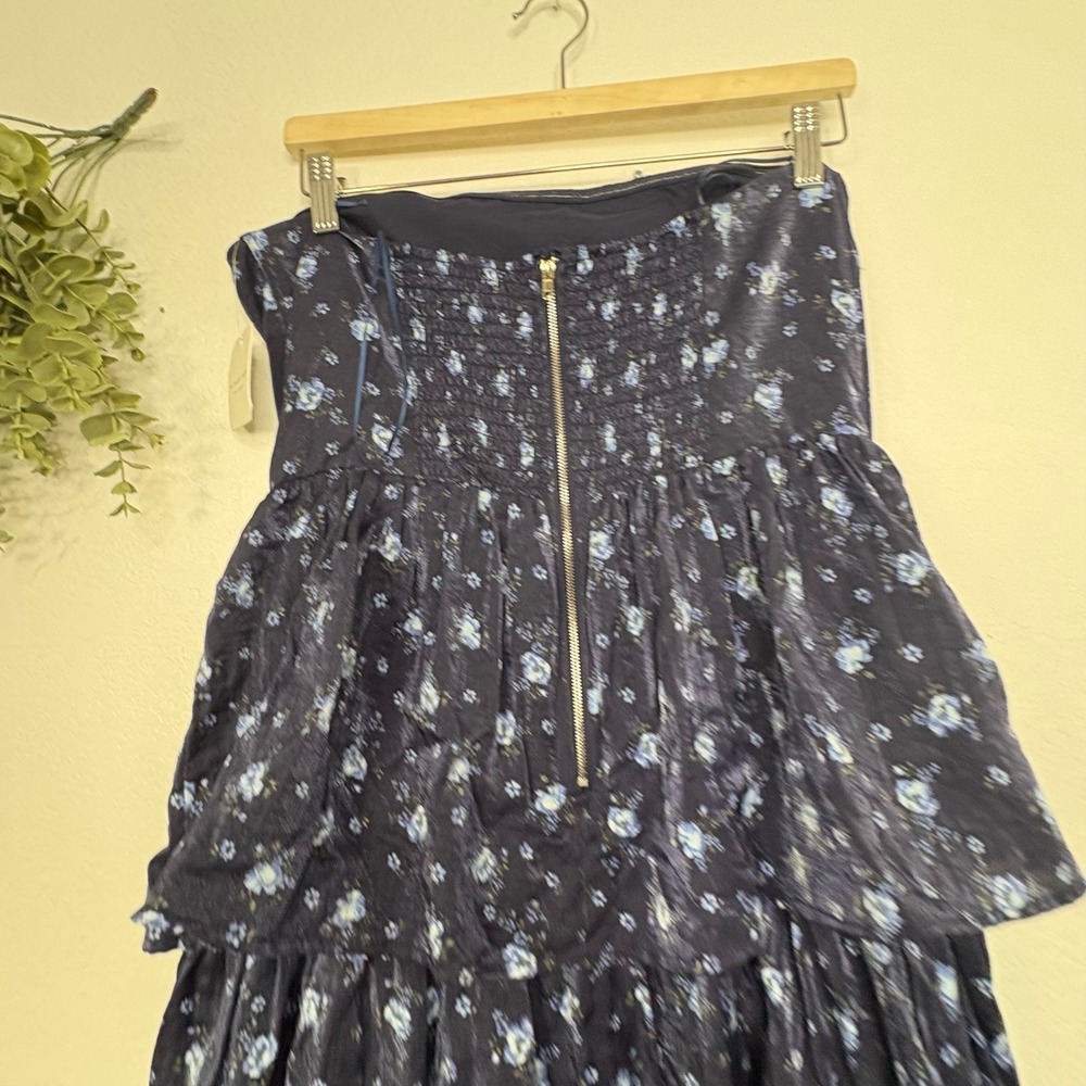 Altar'd State Navy Blue Floral Strapless Tiered Maxi Dress - Picture 8 of 11